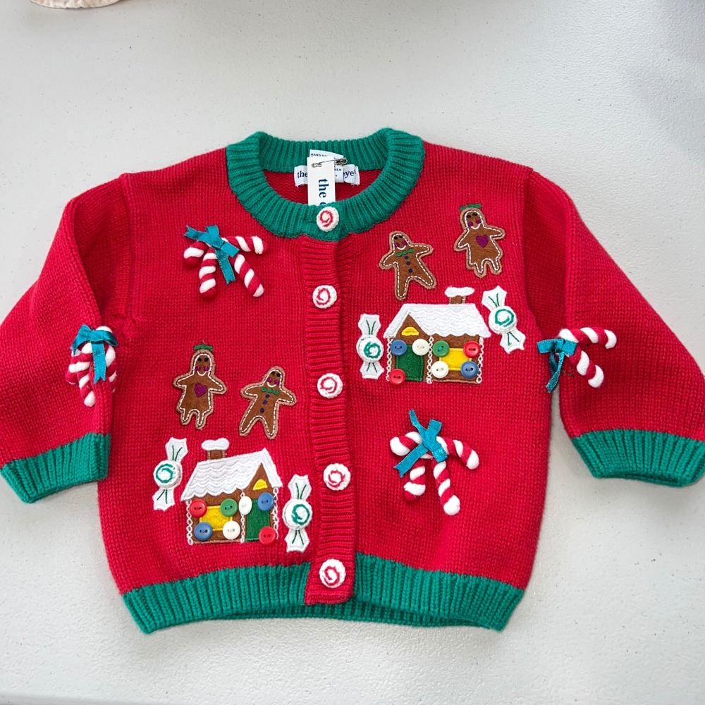 New Eagle's Eye Embellished Christmas Cardigan Gingerbread House Size 18‎ Months